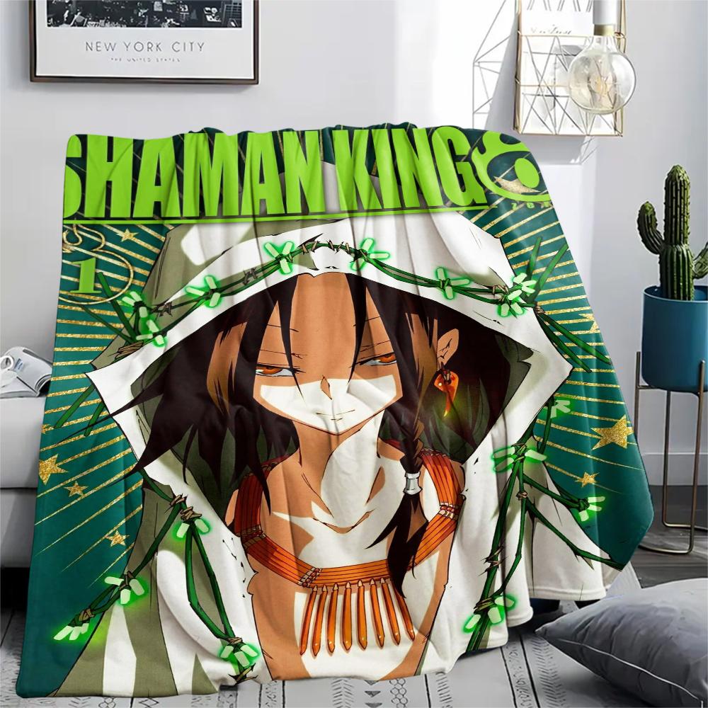 1PC SHAMAN KING Print Flannel Blanket, High Quality Comfortable for All Seasons, Home Decor, Warmth and Comfort, Perfect for Christmas Gifts