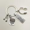 Musical Note Keychain: Zinc Alloy Laptop, Keyboard, Headphone Charm for Men - Stylish Car Pendant