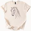 Minimalist Horse Line Art Graphic T Shirt Elegant Hand Drawn Wild Horse Head Tee Unique Animal Lover Gift Soft Cotton Shirt