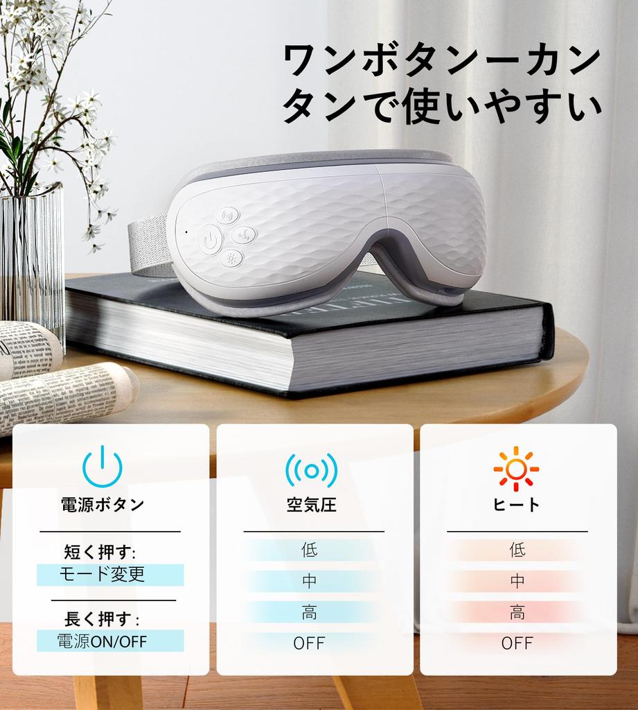 ALLJOY Latest Model 3 Level Pressure 2 Level Eye Care Foldable Equipped with Bluetooth Music Function USB Rechargeable Automatic Off Timer Hot Eye