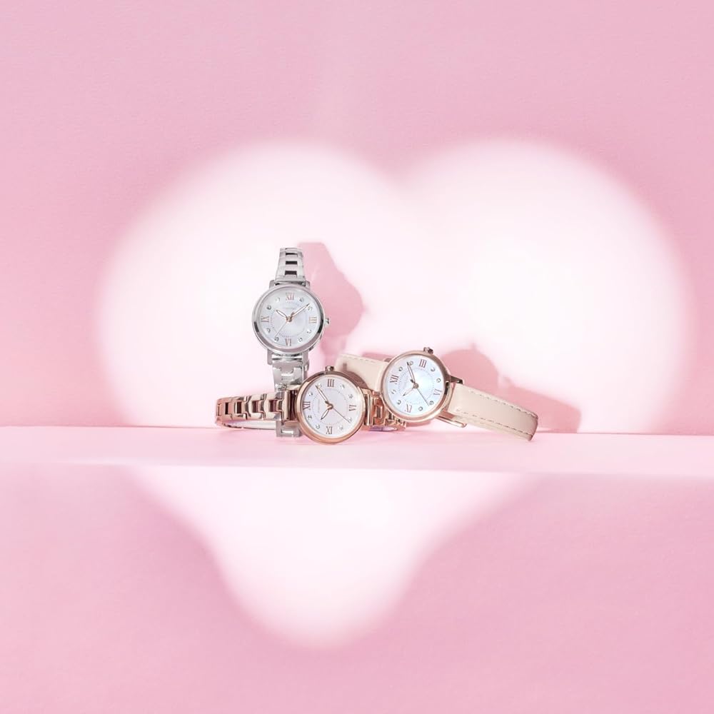 AngelHeart Sakura Time Solar Watch Water Resistant Sapphire Glass White Pearl Dial SKR24P-PK-J Women's