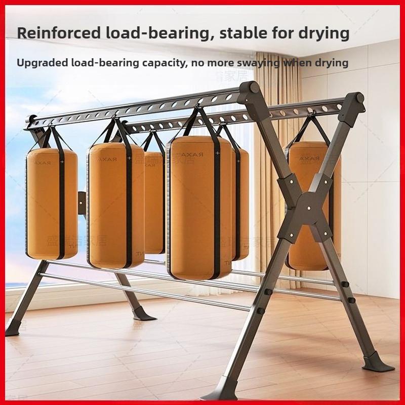 Thickened Aluminum Waterproof Clothes Drying Rod Balcony Retractable Clothes Hanger Household Floor-standing Clothes Drying Rack