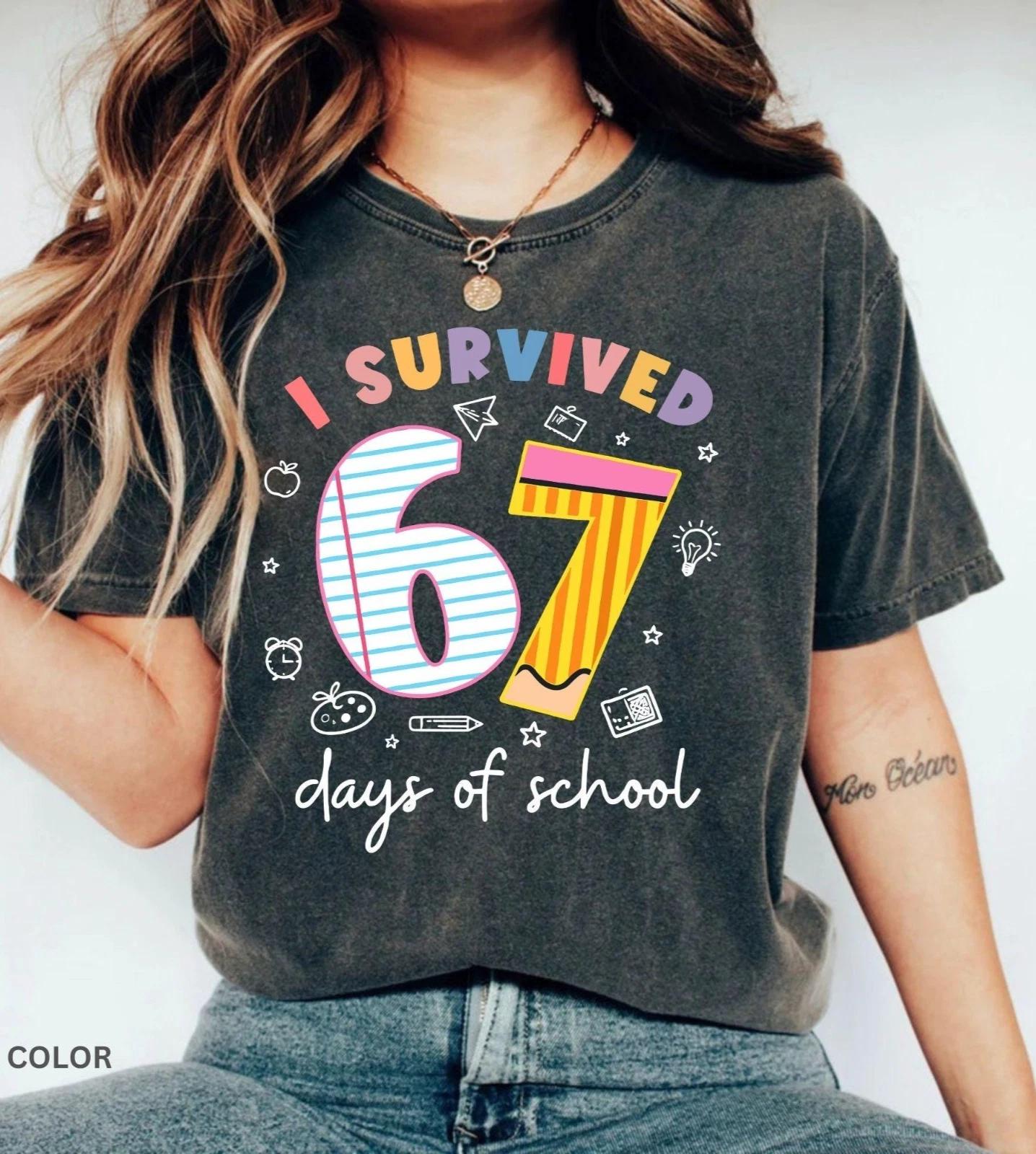 I Survived 67 Days of School T-Shirt 6 7 Days of School T-T-Shirt 3XL