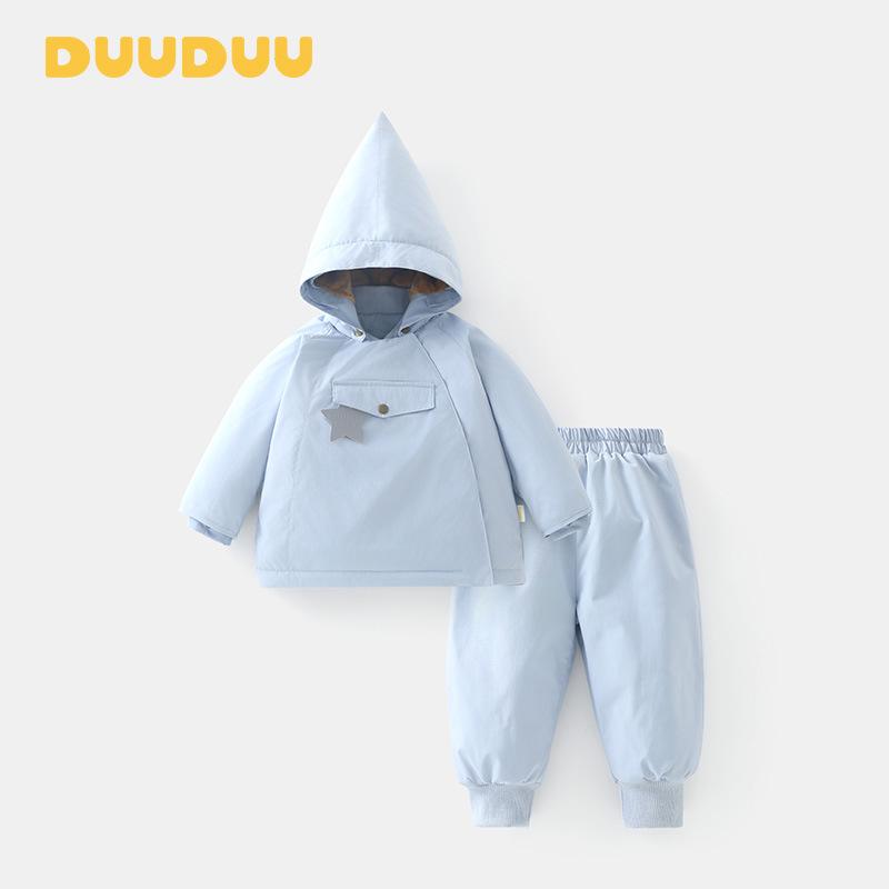 DUUDUU Съемная зимняя одежда для малышей 2025: Утепленный корейский стиль, толстый комплект для мальчиков 110cm