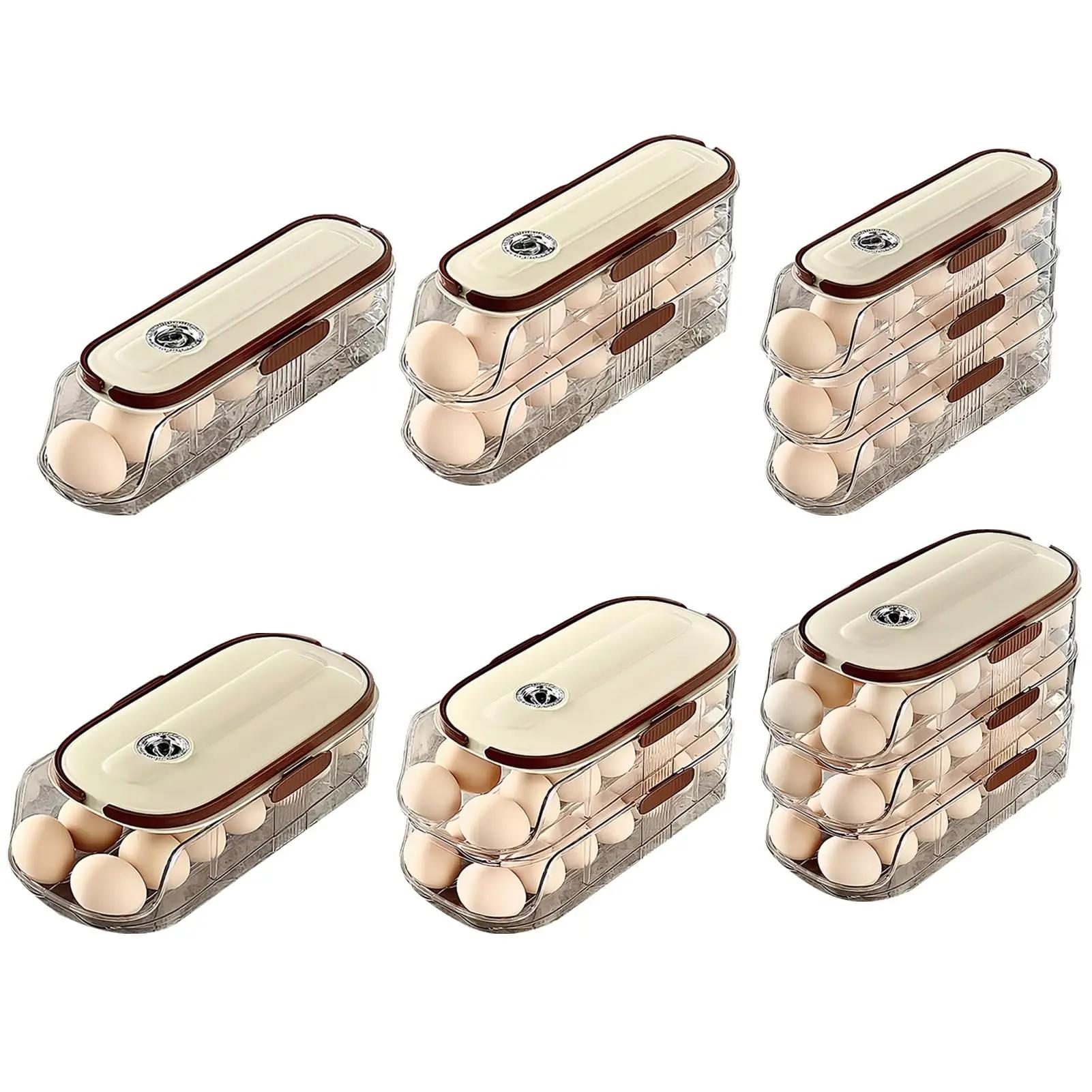 Подставка для яиц для холодильника автоматическая прокатная коробка для хранения прозрачная штабелируемая органайзер для холодильника с крышкой для кухни ДРОПШИППИНГ 1147₽