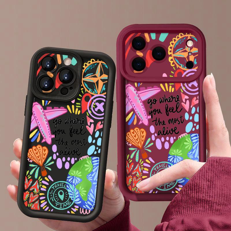 Cartoon Fire Balloon Pattern Case For iPhone 17 Pro Max Shockproof Silicone Bumper Cover For iPhone 16 Pro Max Funda iPhone 15 14 13 12 11 16E Air