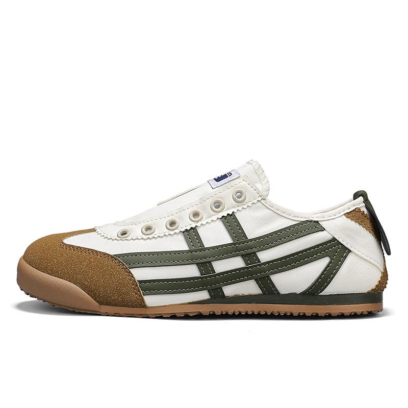 

Canvas shoes men s one-pedal Forrest Gump shoes 2025 new lazy shoes breathable sports versatile casual soft-soled white shoes 44 бежевий