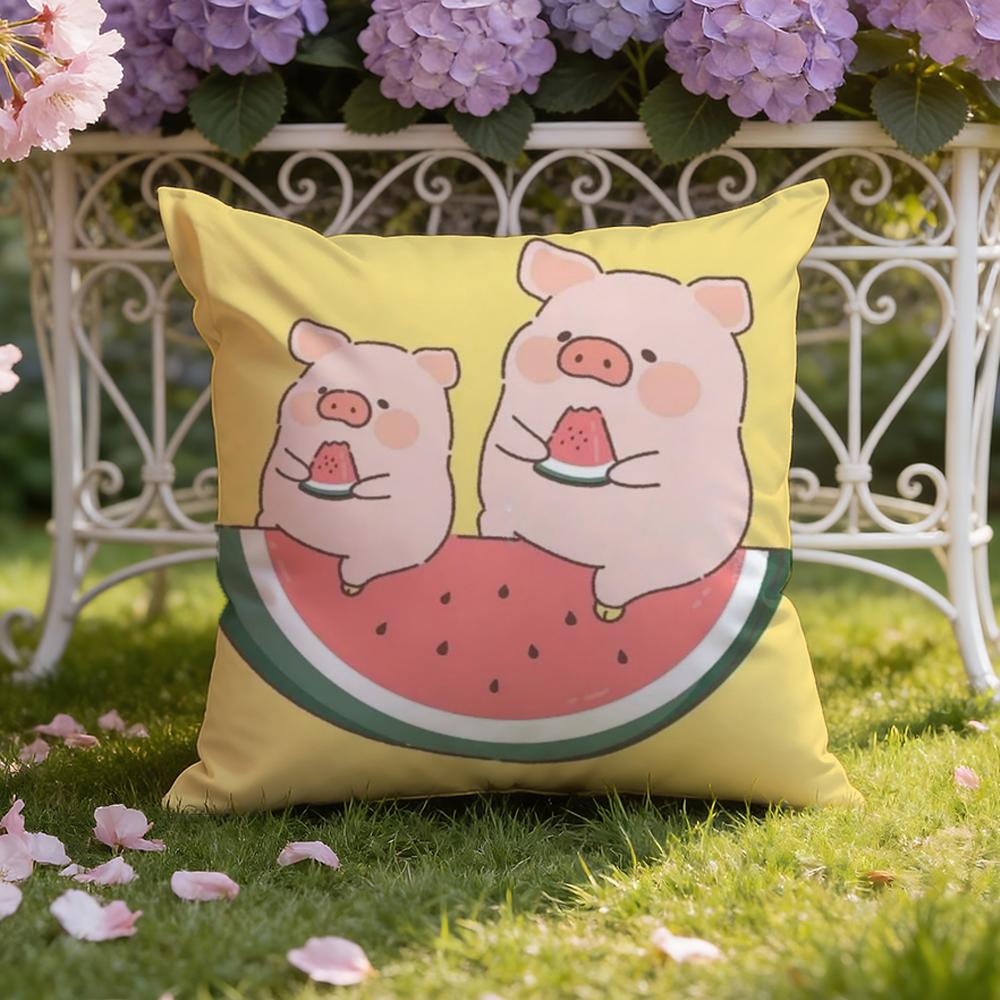 Cartoon L-Lulu Pig Pink Cushion Cover Home & Car Dual-Scene Pillow Cover: Reversible for Premium Comfort