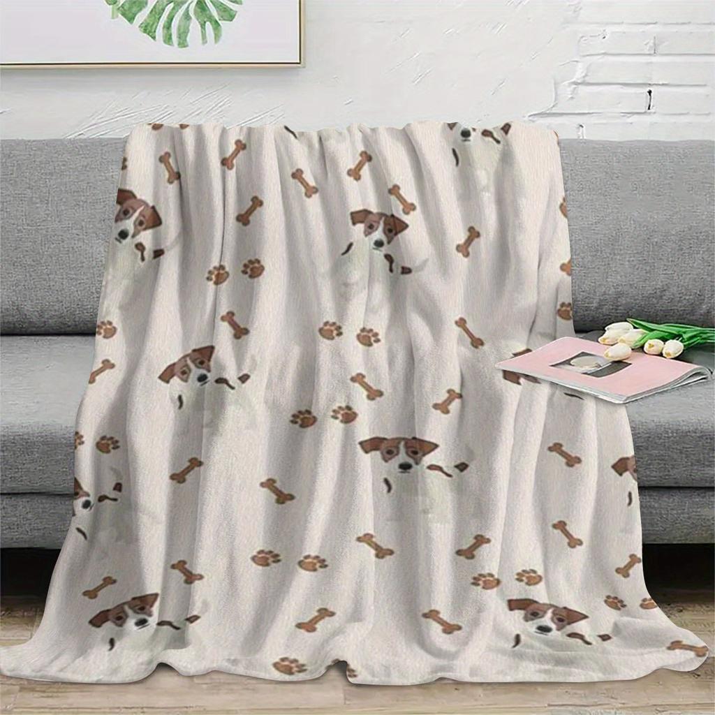 Dog Pattern Polyester Blanket - Soft and Warm for Sofa/Bed/Office, Cozy Travel Gift for Pet Lovers, Birthday/Anniversary Gift