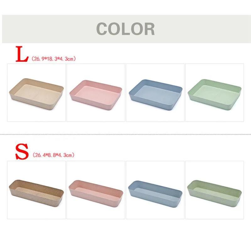 Wheat Straw Drawer Storage Compartment Tray Built-in Partition Box In Household Cabinets Kitchen Utensil Storage