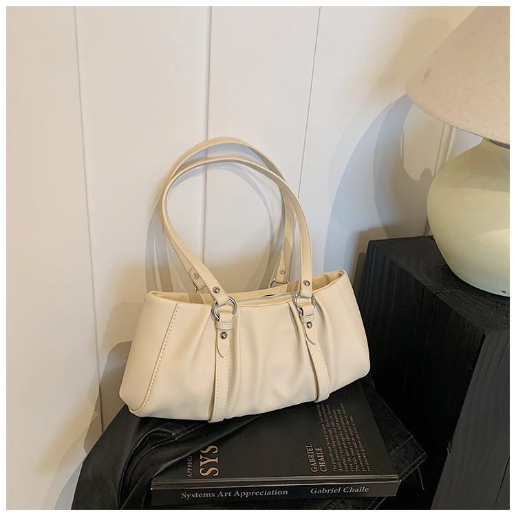 Ielgy Large-Capacity Retro Niche Messenger Bag Pleated Western Style One-Shoulder Work Commuter Bag