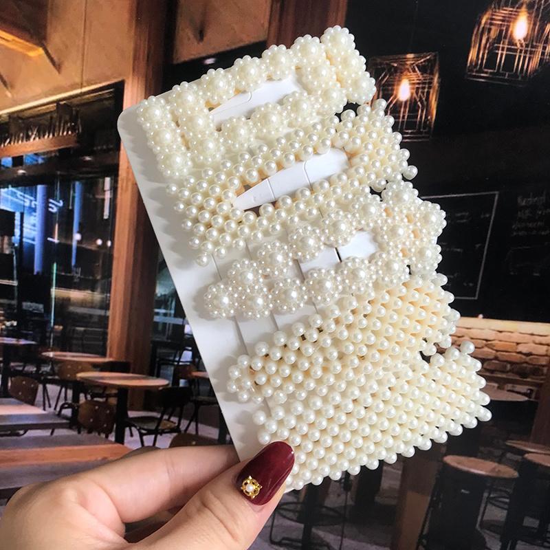 1 Set Geometric Flower Pearl Hair Clip Pin For Women Hairpins Fashion Acrylic Barrettes Hairgrips Hair Accessories Girls Jewelry