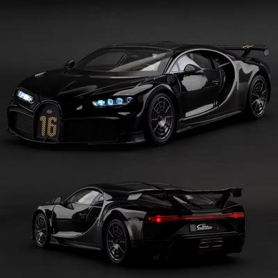 1:Carro Bugatti Chiron em Escala 1:18 de Metal Fundido, Preto
