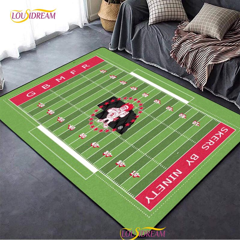 Personalisierter American Football Court Teppich, Teppich für Wohnzimmer Schlafzimmer Dekoration, Kinder Küche Badezimmer Rutschfeste Bodenmatte Alfombra