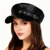 1pc Women Beret Cap with Black Star Embroidery,Solid Color Retro Hat,Korean Style Casual Flat Top Newsboy Hat for Outdoor,Travel