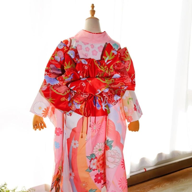 Oversized Bowknot Belt Traditional Japanese Sash for Kimono Adjustable Length Soft Fabric Multiple Color Option