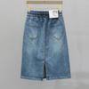 Women Lace Up Jeans Long Skirts  Large Size Denim Maxi Skirt Spring Summer Femme in Half Body Cowboy A-line Skirt