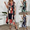 Summer New Women's Floral Print V-neck Short Sleeve Loose Long Midi Dress Casual European American Style for Women