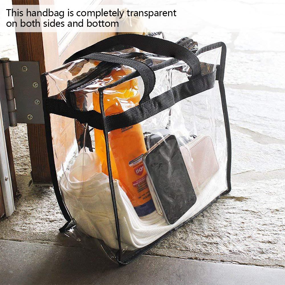 2/4Pcs Large Capacity Clear Tote Bags Multipurpose Clear Lunch Bag with Zipper Flexible Transparent Shoulder Bag for Work School