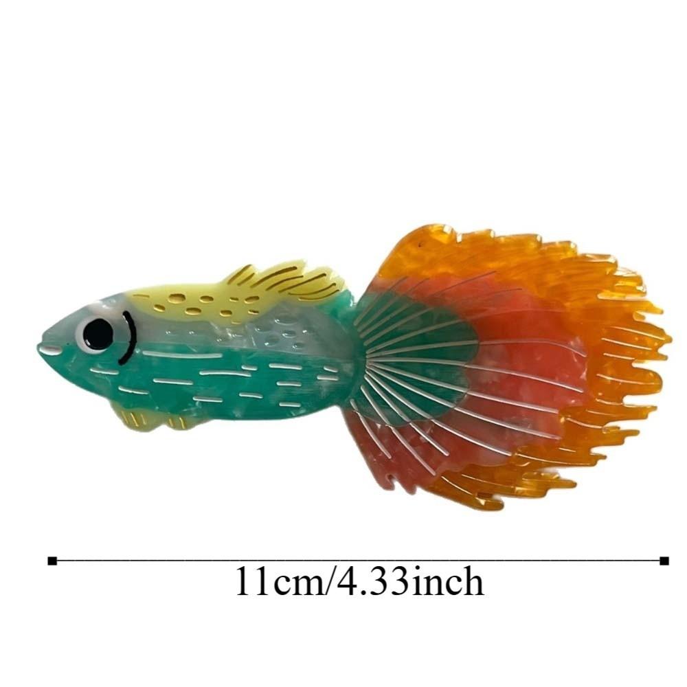 Acrylic Guppy Hair Claw Fish Contrast Color Silver Arowana Shark Clip Swordfish Korean Style Acetic Acid Hair Claw Beach