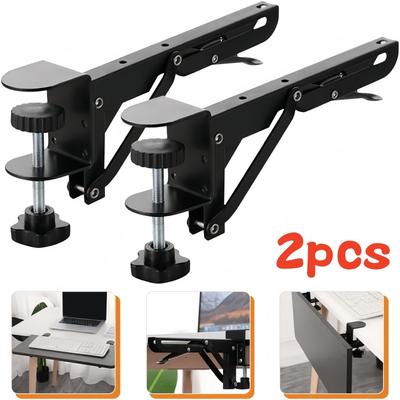 2Pcs/Set L-shaped Foldable Desktop Bracket Heavy-duty Punch-free Space-saving Desktop Extension Plate Rack Hardware Accessories