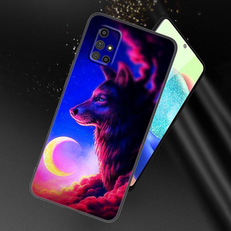 Moon Wolf Howl Phone Case For Samsung Galaxy A21 A30 A50 A52 S A13 A22 A32 A33 A53 A73 5G A11 A12 A31 A51 A70 A71 A72 Cover
