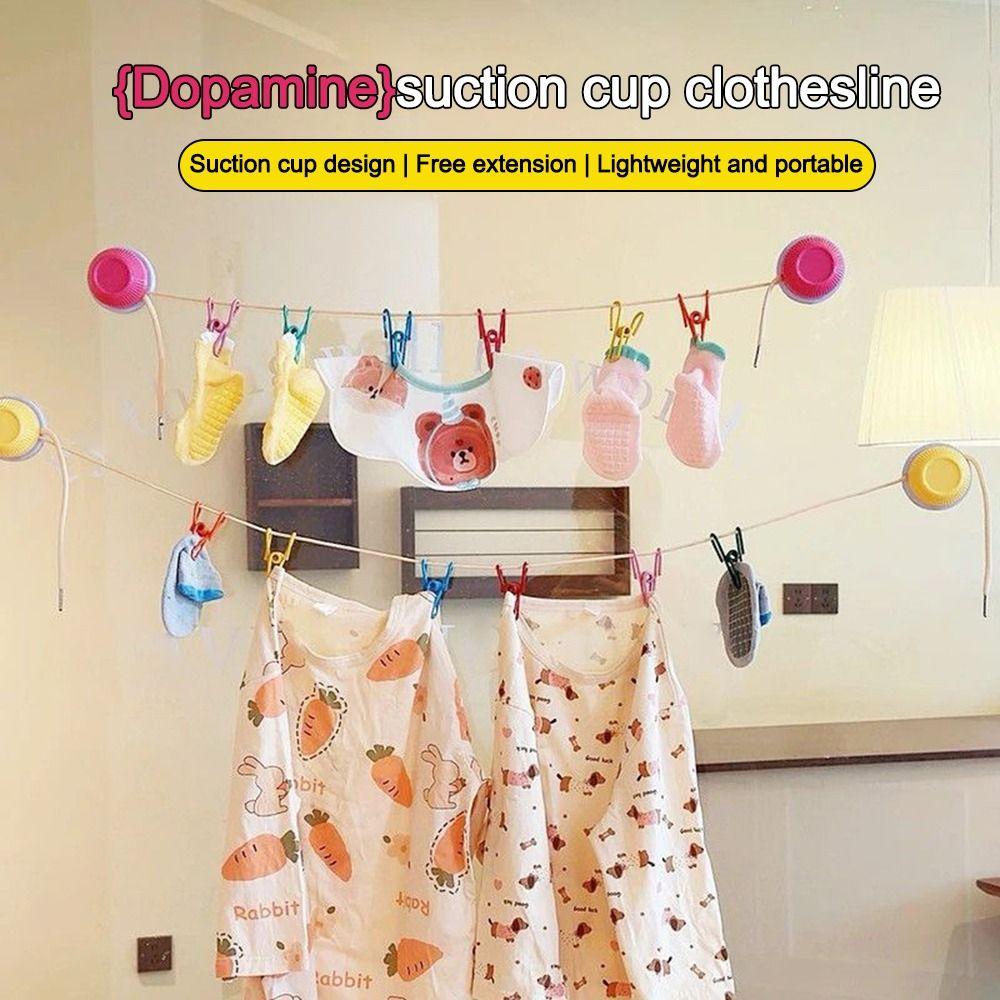 

Telescopic Suction Cup Clothesline Dopamine Drying Rope for Home&Travel