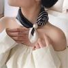 Flower Polka Dot Scarf Print Scarves Printed Silk Scarf Pearl Magnetic Buckle Scarf  Outdoor