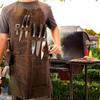 Cross-Border Waterproof PU Leather Multi-Purpose Craftsman Apron - Oil & Stain Resistant Retro BBQ Workwear