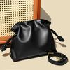 New Luxury Brand Drawstring Handbag Orange High-end Soft High Quality Messenger Bag Exquisite Smooth Shiny Black Shoulder Bag