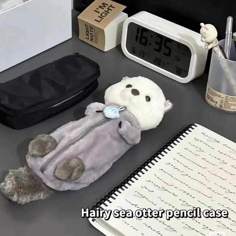 1 st Kreativ Sjöutter Plyschdocka Pennfodral Ins Högattraktiv Pennhållare Söt Pennpåse Skolmaterial Skrivmaterial