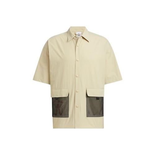 adidas Logo Single-Breasted Short-Sleeve Outdoor Shirt for Men Beige M бежевый