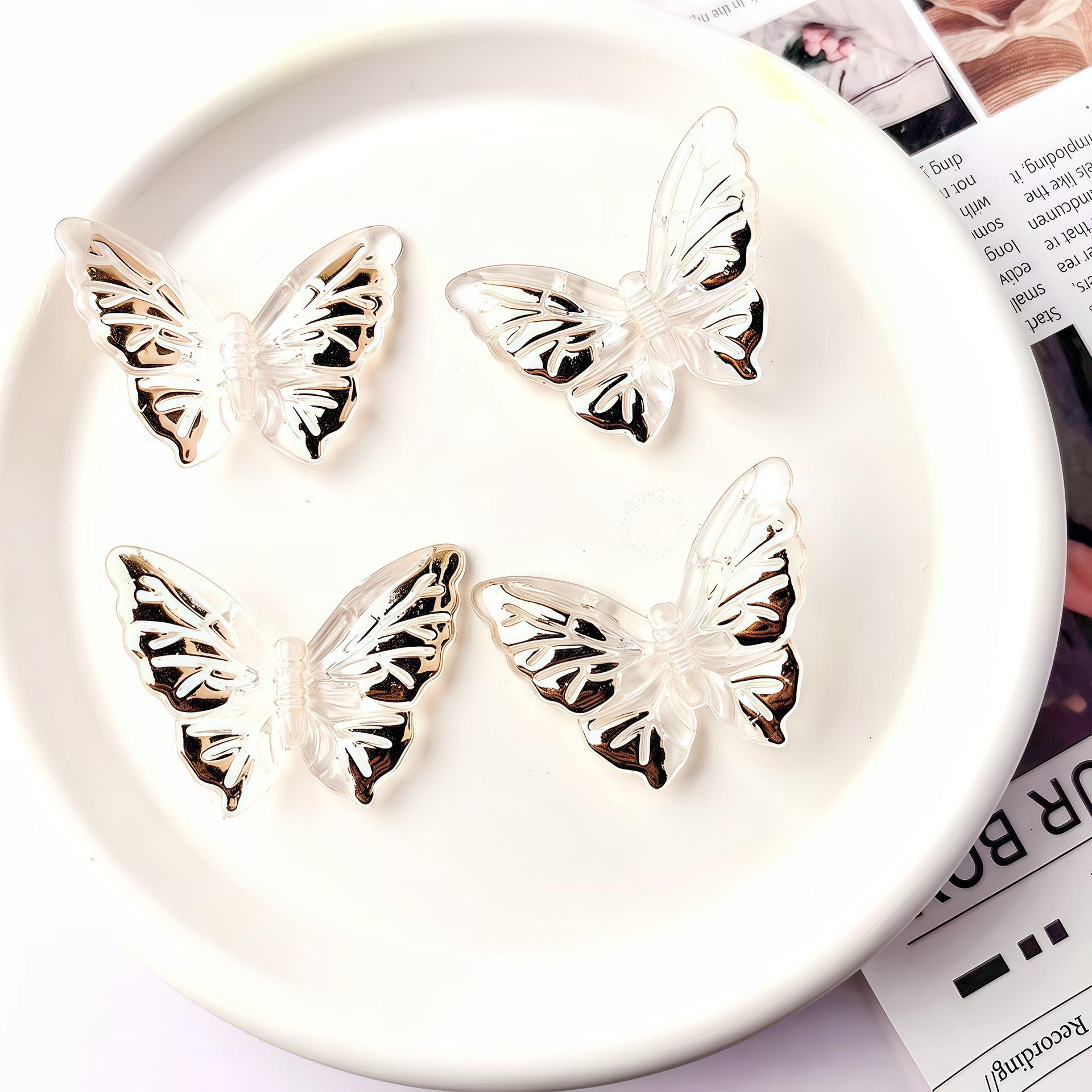 Acrylic Hot Stamped Butterfly Beads for DIY Crafts and Car Pendant Decoration Acrylic Hot Stamping Butterfly 26*36mm