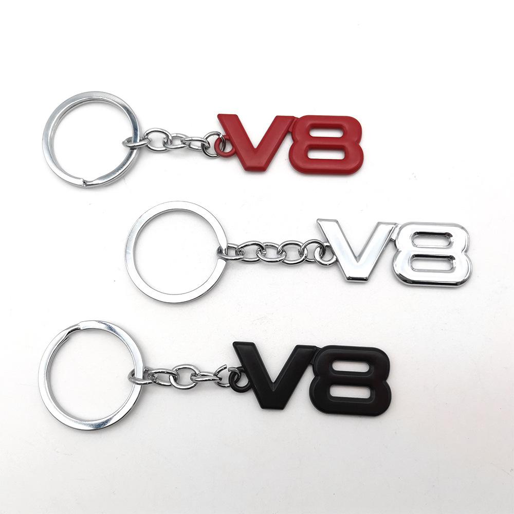 3D Metalen V8 Logo Stijl Auto Sleutelhanger Sleutelring Sleutelketting Ringhouder voor Ford Jeep Dodge Toyota 4Runner LAND CRUISER Chevrolet