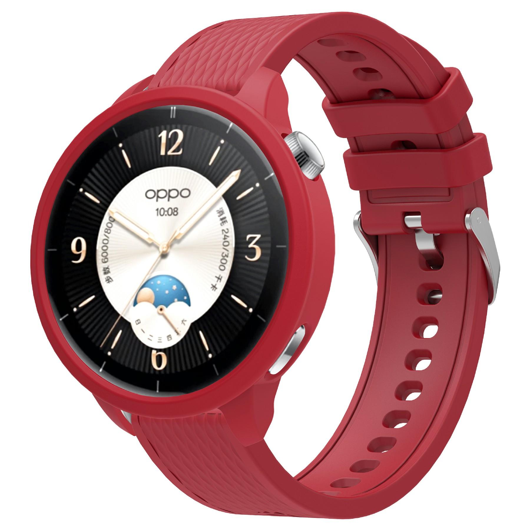 

For Oppo Watch X2 Mini Textured Silicone Smartwatch Strap + Watch Case E