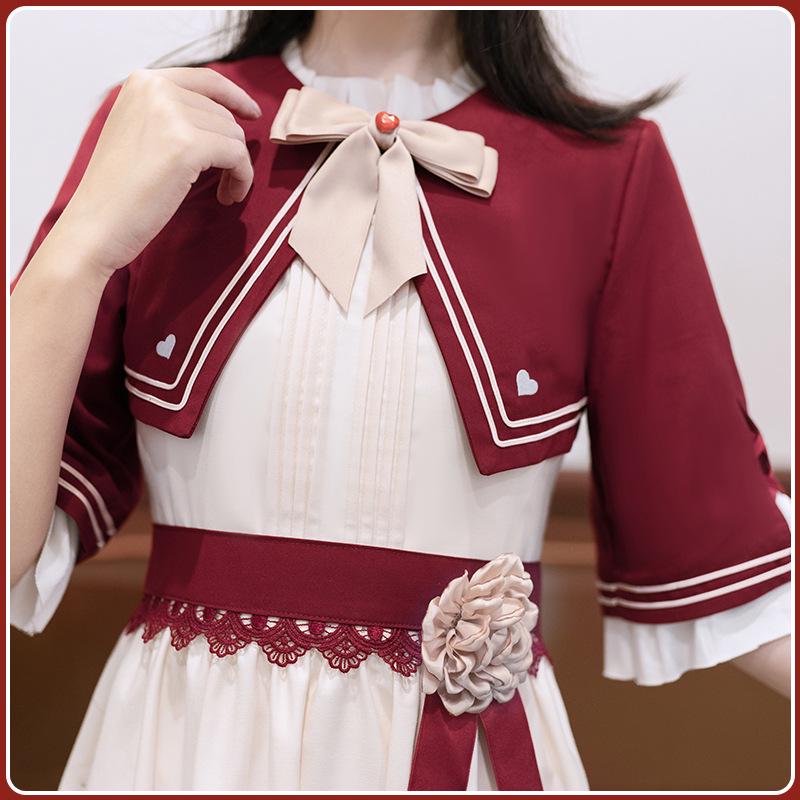 Elegant kremfarget bjørnedress i collegestil for jenter - Komplett sett