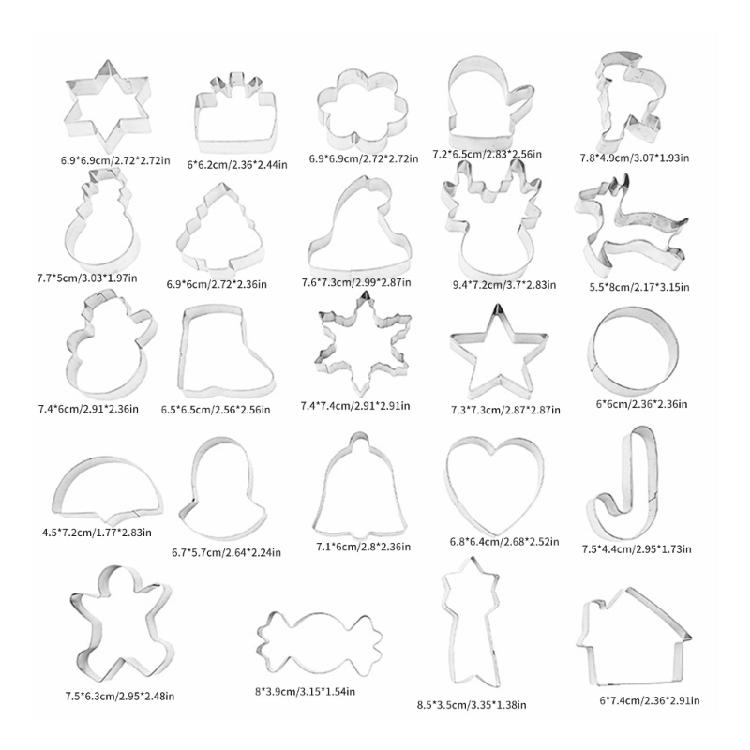24PCS Biscuit Molds Christmas Cookie Cutting Molds 430Stainless Steel Biscuit Molds Baking Supplies Suitable for Baking