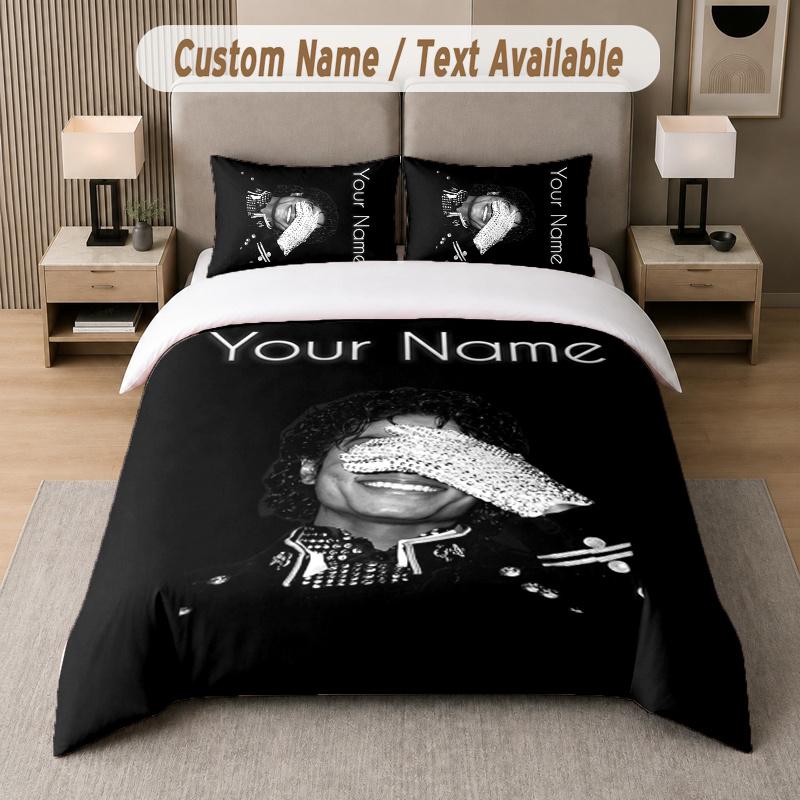 Custom Name Michael Jackson 3Pcs Duvet Cover Set Personalized Text Bedding Pillowcases Bedroom