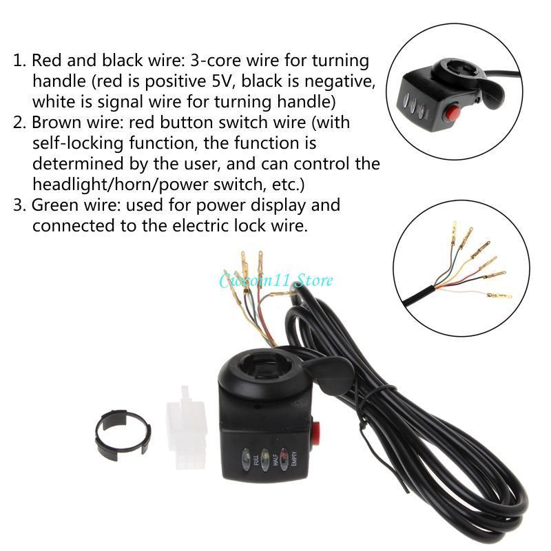 Y1UB 24/36/48V E-bike E-Bicycle Thumb Throttle Handle Bar Grip Gas Twist Throttle Electric Scooter Invisible Speed Controller