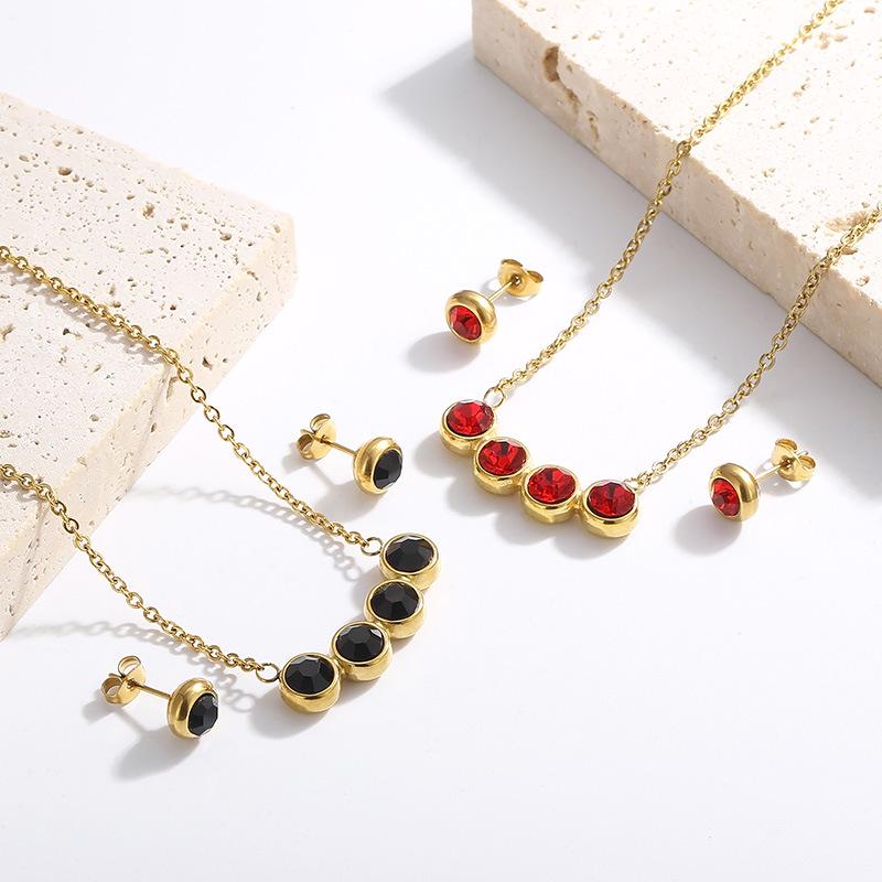 

Women s Hip-Hop Stainless Steel Rhinestone Necklace & Earrings Set