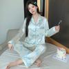 Star Print Ice Silk Women Spring And Autumn Pajamas Long Sleeves High-End Fashion Loungewear Suit