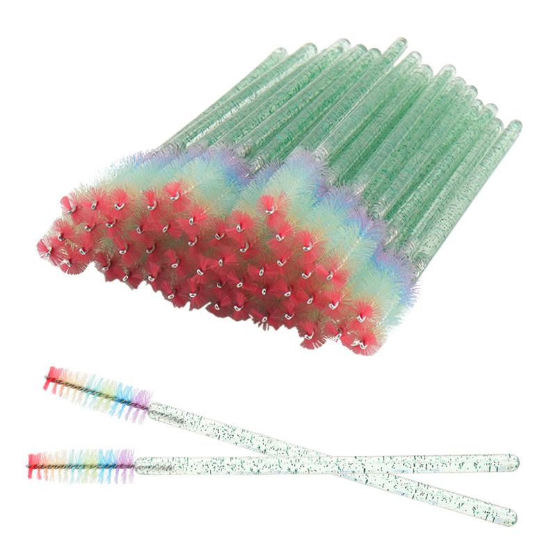 50pcs Disposable Crystal Eyelash Brush Eyebrow Lifting Comb Spoolie Brushes Mascara Wands Applicator Lash Extension Makeup Tool