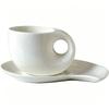 Einfaches weißes Knochenkeramik-Kaffee-Tassen- und Untertassenset, dünne neuartige Tassen, kreativ mit Wassertropfen-Design, schlankes Tassen-Teeservice, für das Büro