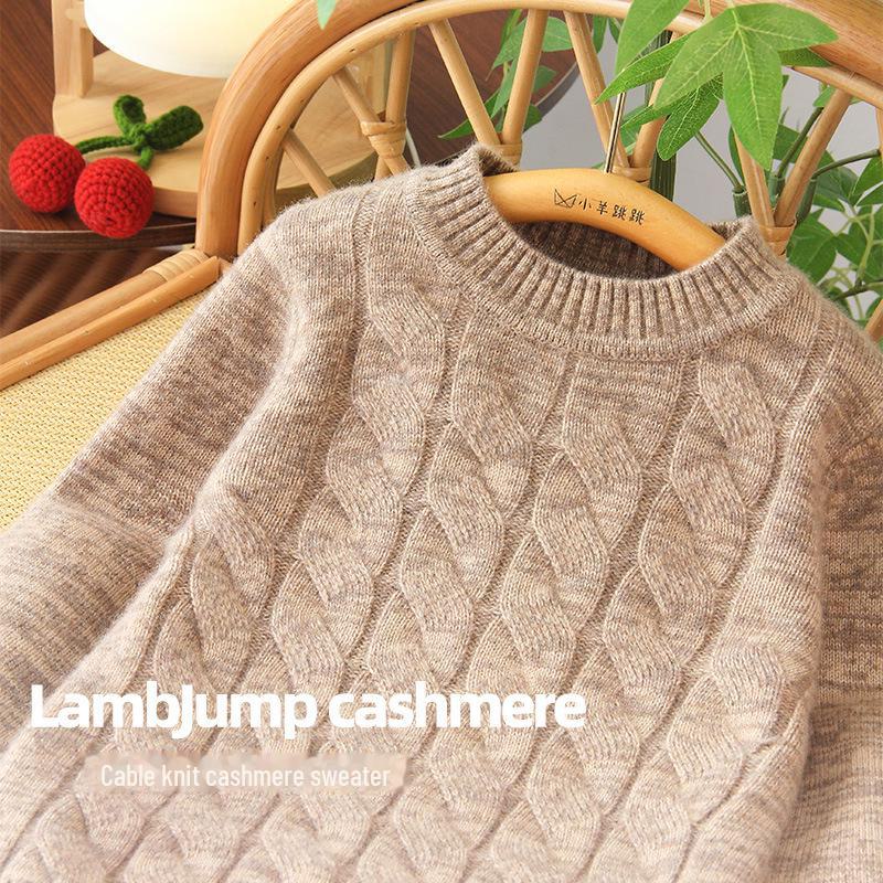 Suéter de Cachemira Little Sheep Jumping: Cálido, Grueso, Tejido Casual para Niños y Niñas