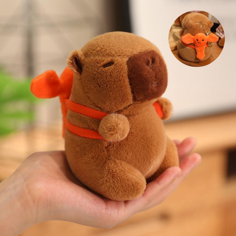12cm Kawaii Anime Capybara Plushies With Pikachu Stitch Lucifer Cat Hat Doll Stuffed Animals Capybara Plushies Girl Toys
