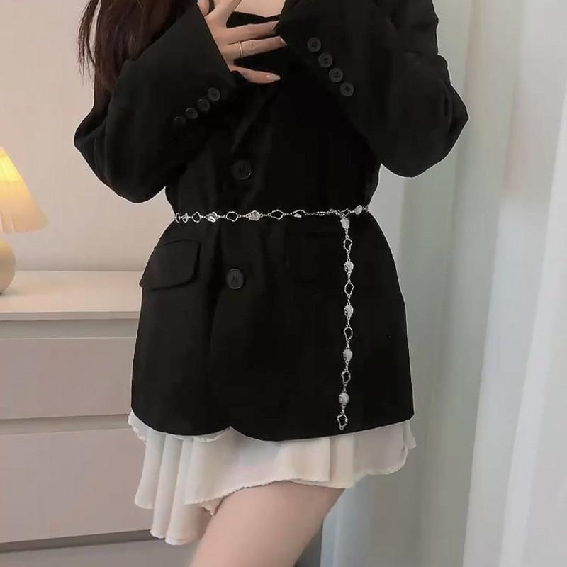 Silbernes Metallkettengürtel für Damen mit glitzernden Pailletten für Freizeit- und formelle Kleidung