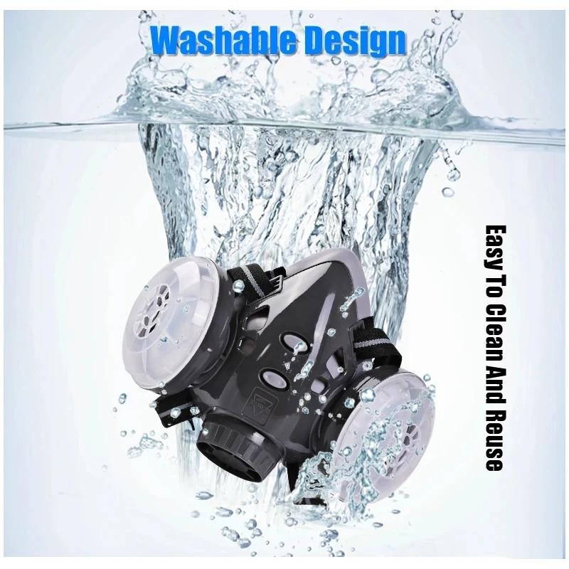 Poloviční maska ​​proti prachu Ochranné brýle natírání Plynová maska ​​Sada respirátorů 10 filtrů Duální filtry KN95 Bezpečná prachotěsná ochranná maska