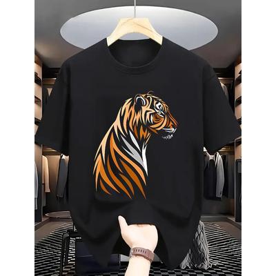 Taglie Europee T-shirt Estiva da Uomo a Manica Corta con Stampa Lettera '' - Top Traspirante Casual Girocollo, Abbigliamento Estivo a Manica Corta per Clima Caldo