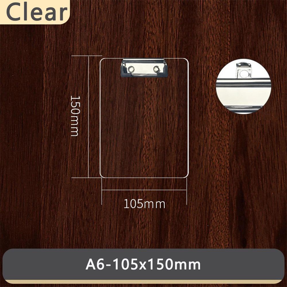 Acrylic Clipboard Clear Writing Pad Multi-functional Menu Clip Board Students A6