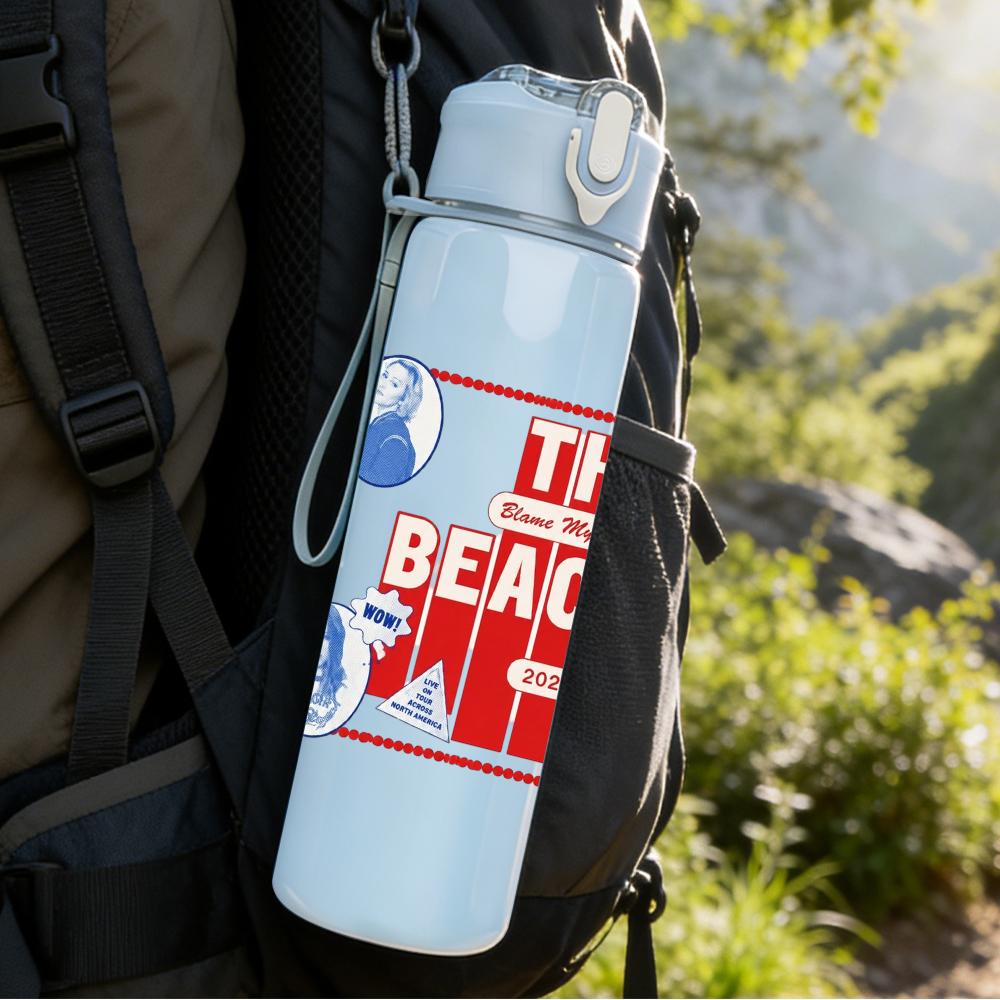 1PC The Beaches Band Retro Logo Print 750ml Portable Sports Water Bottle Leakproof Gym Outdoor Travel Drink Cup